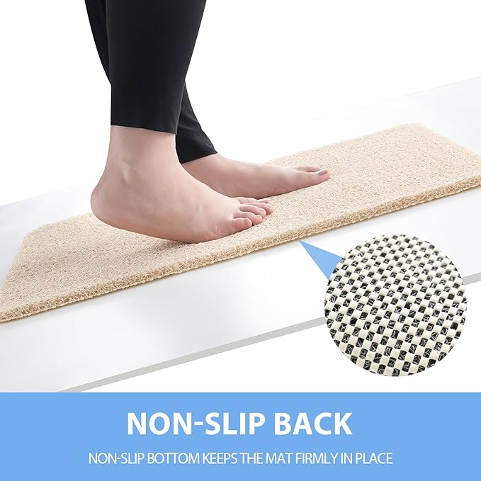 Non-Slip Bathtub Mat, 2 Pack Anti Slip Shower Mat, Fast Drying Bathtub Mats, Foot Scrubber Mat, Anti Slip Mat for Tub, Floor, Bathroom, Kitchen, Home, Hotel (Beige 24"×16"+24"×16")