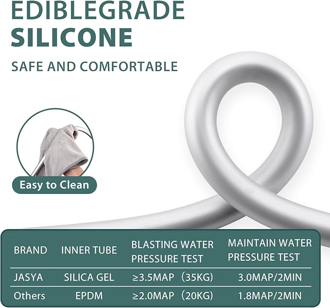 Silicone Shower Hose Extra Long,Explosion Proof Anti Winding Showerhead Hose,Used In Showerheads Spray Bidet Bathing Toilet Cleaning Flexible RV Shower Hoses Replacement (Silver, 79 In)