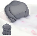 Bath Pillow PYRRHIC - Luxury Bathtub Pillow 5D Mesh with Neck & Back Support Non-Slip Suction Cups Fast Drying Soft Spa Pillow Relaxing Bath Accessories with Hook Laundry Bag Grey