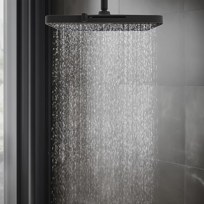 Hibbent 5 Spray Modes Shower Head, 13'' High Pressure Rain Shower Head, Large Rainfall Showerhead, High Flow Waterfall Bathroom Fixed Showerheads with Adjustable Swivel Ball Joint, Oil Rubbed Bronze