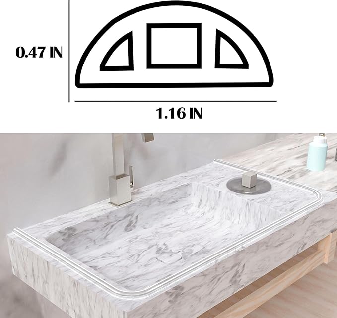 39" Shower Threshold Water Dam, Self-Adhesive Shower Barrier and Kitchen Water Stopper sealing Retention System Rubber Shower Guard Dam for Dry And Wet Separation Caulk Seal Strip Edge Trim