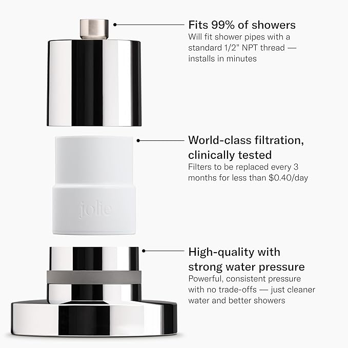 THE JOLIE FILTERED SHOWERHEAD with Shower Filter System- High Pressure Showerhead, Hair and Skincare Accessory to Improve Beauty and Personal Care Routine (Vibrant Red)