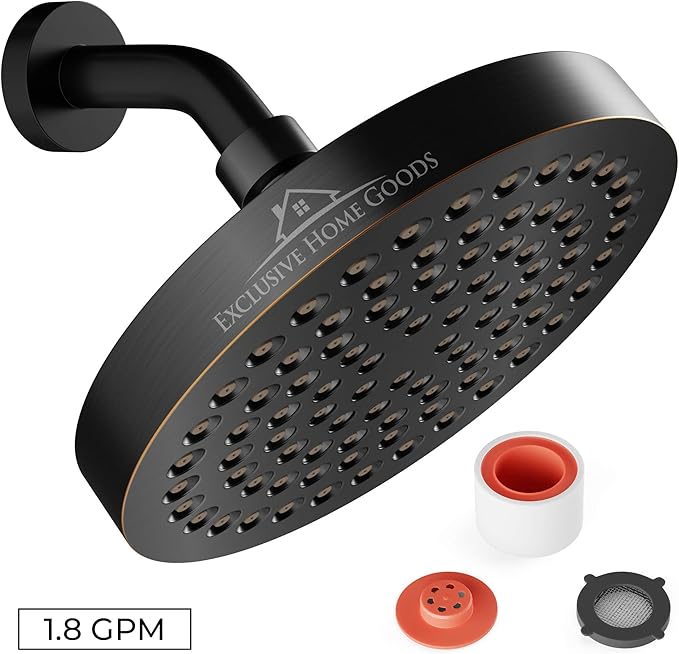 Luxury Rainfall Shower Head - High-Pressure showerhead Jets, rain shower head Ant-Clog Silicone Nozzles (1.8 GPM, Oil-Rubbed Bronze)