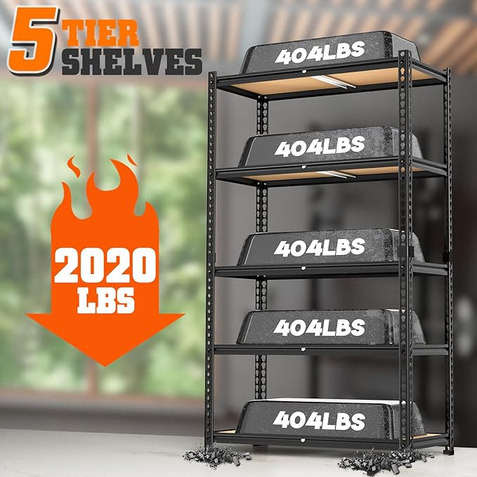 LEVELEVE 5-Tier Heavy Duty Storage Shelving Unit, 2000 lbs Capacity, Adjustable Metal Utility Shelf, 35" L x 16" W x 73" H for Garage, Kitchen, Pantry, Basement, Bathroom, Laundry,4 Pack