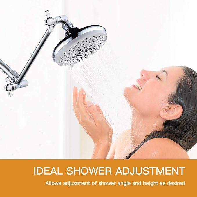 11 Inch Shower Head Extension Arm Chrome.Solid Brass Adjustable Shower Arm Extension,Lower Or Raise Any Rain Or Handheld Showerhead To Your Height & Angle – Universal Connection