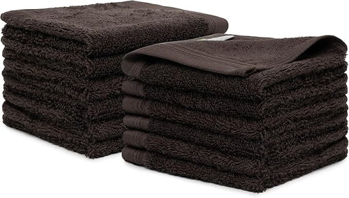 100% Cotton Washcloths Set 13” x 13” | Chocolate Towels | Set of 18 Ultra Soft and Highly Absorbent Washcloths Sets for Bathroom, Gym, Hotel, Spa | Machine Washable Face Towel