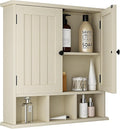 ChooChoo Bathroom Cabinet Wall Mounted 2-Door with 3 Open Shelves， Wooden Medicine Cabinets with Adjustable Shelf，Space Saver Storage Cabinets Over The Toilet for Bathroom&Living Room,Yellow