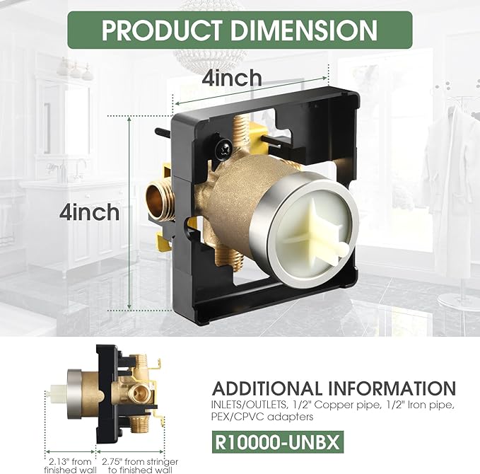 Shower Valve Body for Delta 13,14,17 or 17T Series Trim Kits, Universal Multifunction Rough in Shower Valve,Brass Body