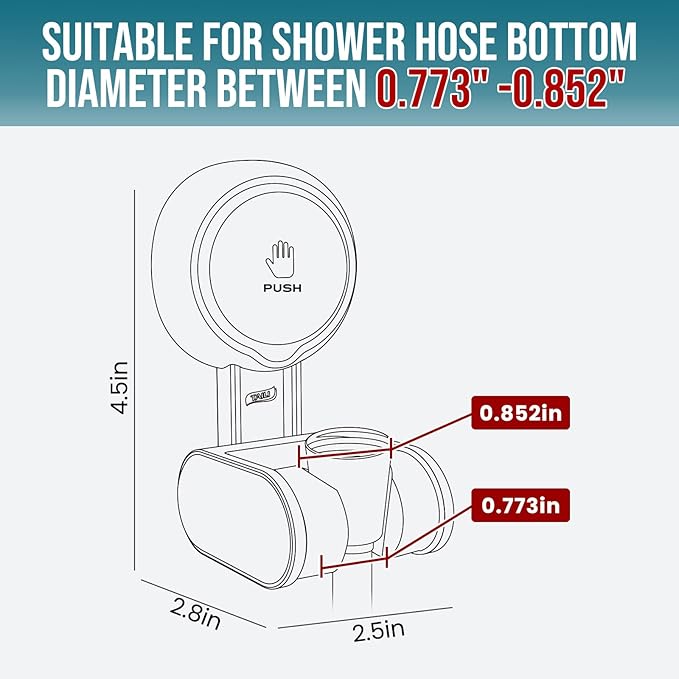 TAILI Shower Head Holder Suction Cup, Handheld Shower Head Bracket, Height Angle Adjustable Wall Mounted, Bathroom Showerhead Holder No Drilling Removable Waterproof, Black