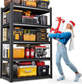 71"H-35"W Garage Shelving, 5-Tier heavy duty storage shelves, Adjustable Metal Shelving Unit, Utility Garage Organizer Shelf for Basement, Pantry, Warehouse, 15.7"D x 35.4"W x 71.2"H, Black