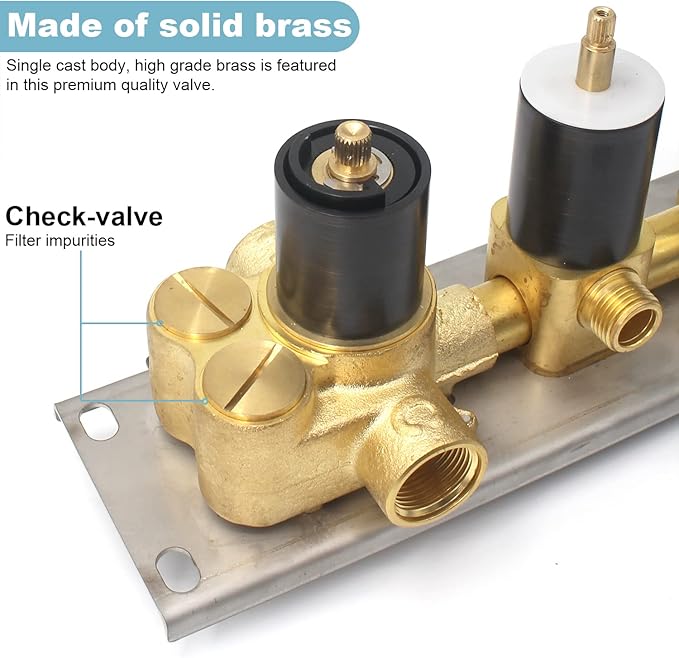 HOMEDEC Oil Rubbed Bronze Brass 4 Way Shower Valve and Trim Kit, Thermostatic Shower Mixer Diverter Valve Faucet Replacement, Water Inlet 3/4"(Vertical installation, 5 Handles)
