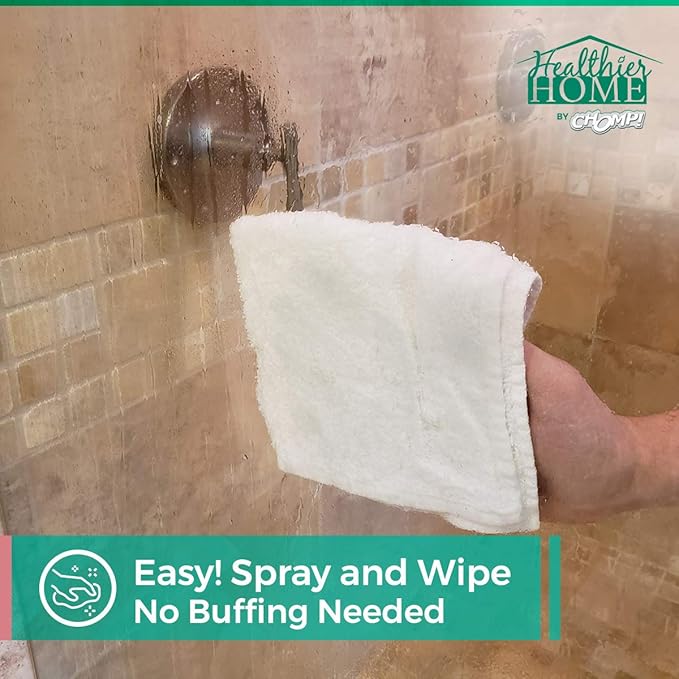 CHOMP! Shower Door Water Repellent: Healthier Home ShowerDoorMagic 6 in 1 Hard Water Stain Preventer for Glass, Fiberglass, Tile & More- Spot, Soap Scum, Calcium & Limescale Prevention 32 oz.