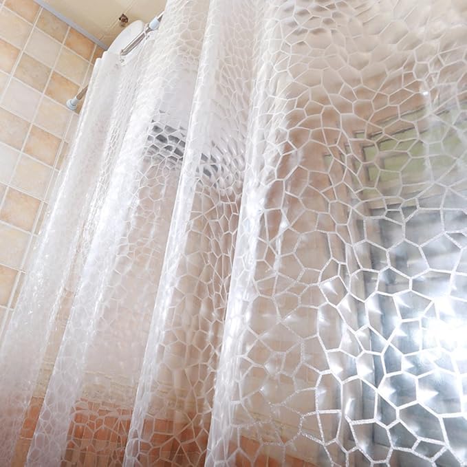 AooHome Clear EVA Shower Curtain Liner, 3D Water Cube Shower Curtain with Bottom Magnets, Heavy Duty, 72x72 Inch, Semi Transparent