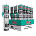 Akfix 918N Gray 100% Silicone Caulk for Kitchen and Bathroom (12x10.5 fl.oz.) - Solvent-Free, Low Odor, UV & Water Resistant, Fast Curing, Non-sag, High Elasticity Silicone Sealant | Grey, 12 Pack