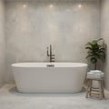 Freestanding Bathtub 59 inch Acrylic Soaking Tub with Chrome Drain & Overflow, Ergonomic Stand Alone Bathtub for Small Bathroom or Home Spa Retreat