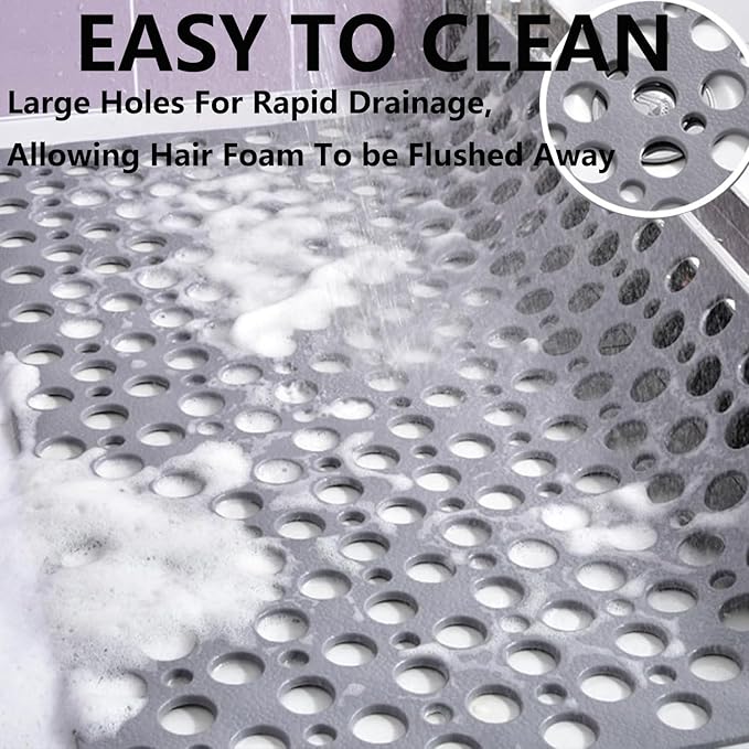 Casa and Beyond Shower Mat,Non Slip Bath Mat and Shower Mat with Suction Cups and Drain Holes,Bathroom Mat Easy to Clean Soft Machine Washable,Bathtub Mat Easy Dry&Cut (Pink,28" x 28"(Rectangular))