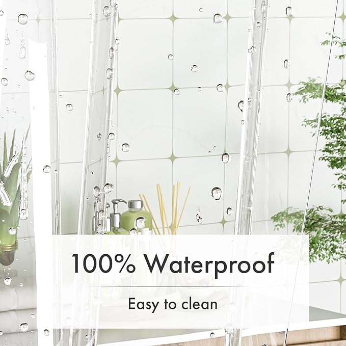 Amazer Shower Stall Curtain Liner 48x72, Clear Shower Liner PEVA Medium Weight Inside Shower Curtain for Bathroom with Rustproof Grommets