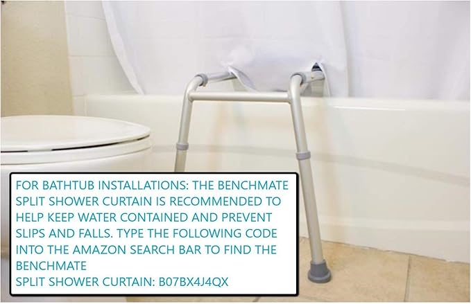 Platinum Health Sliding Shower Chair HydroGlyde Premium Heavy Duty, Padded Bathtub Transfer Bench with Cut Out Seat, for Bath Tub, Adjustable Legs, and Safety Belt, Quick Tool-Less Assembly, Blue