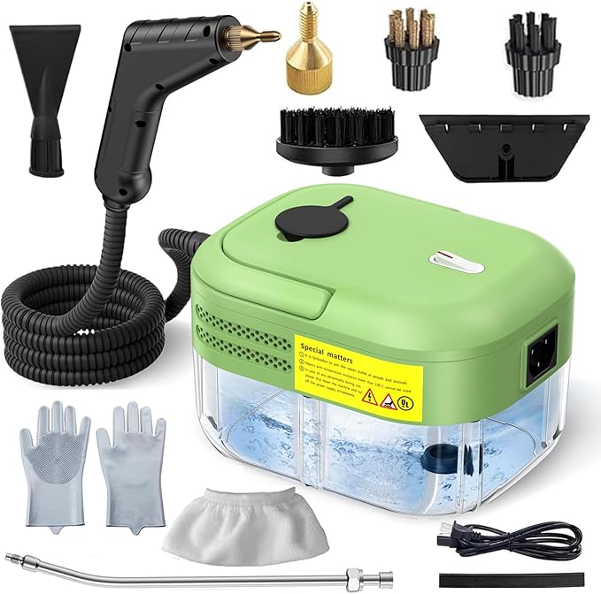 3BAR Steam Cleaner, 2200W Handheld Steam Cleaner whit 8 Accessories for Home Use, Fast Heat-Up in 12s, 1.2L Water Tank, Car-Portable Handheld Steamer for Cleaning Kitchen, Bathroom, Grout, Car