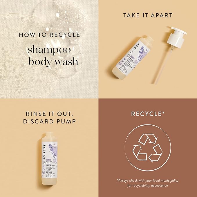 The Honest Company 2-in-1 Cleansing Shampoo Body Wash Gentle for Baby Naturally Derived Tear-free Hypoallergenic Lavender Calm 10 fl oz