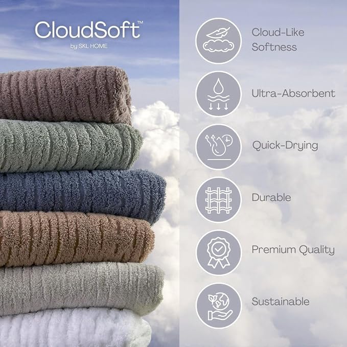 SKL Home CloudSoft Cotton Luxury 2-Piece Hand Towel Set, Oatmeal