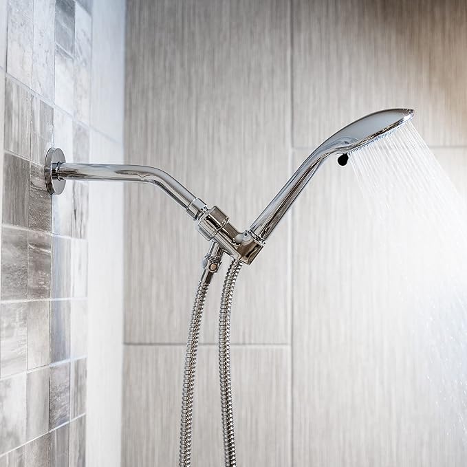 SparkPod 9 Inch Shower Arm with Flange - Solid Stainless Steel Shower Head Extension Arm, Wall-Mounted for Fixed & Handheld Showerheads- Teflon Tape Included (Tall 9", Luxury Polished Chrome)