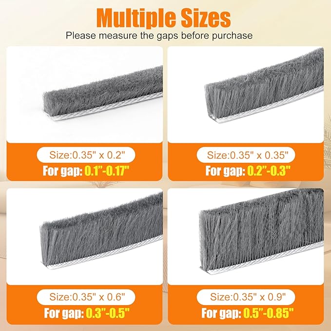 40FT Self-Adhesive Weather Stripping Seal for Door Frames and Sliding Windows, Weatherstripping for Soundproofing, Dustproof, Window Insulation for Winter, 0.35'' Wide x 0.35'' Thick, White