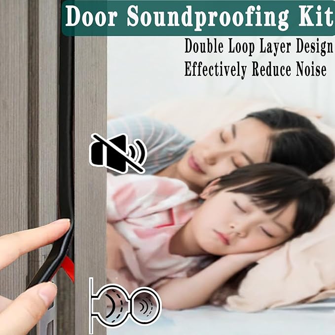 Door Seal Strip for Door Frame, Rubber Weather Stripping Door Seal, Self-Adhesive Extra Thick Insulation Strip, Soundproofing, Dustproof, Large Gap Filler (White, 20 Ft)