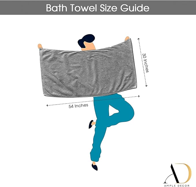 Ample Decor Bath Towels Pack of 16 600 GSM 100% Cotton, Absorbent Soft Premium Quality Machine Washable, Oeko Tex Certified, for Bathroom, Hotel, Spa, Gym, Kitchen - Brown - 30 X 54 Inch