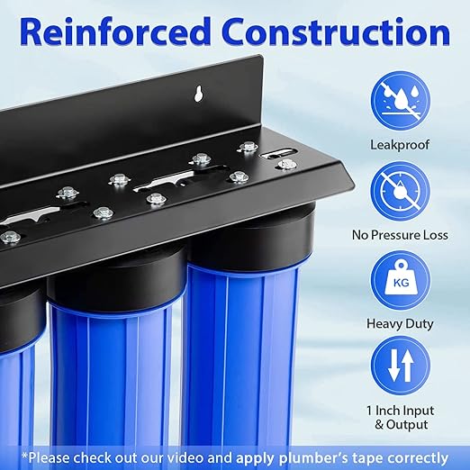 iSpring Whole House Water Filter System, Reduces Lead, Scale, Chlorine, Chloramine, 3-Stage Whole House Water Filtration System, Model: WGB32B-KDS