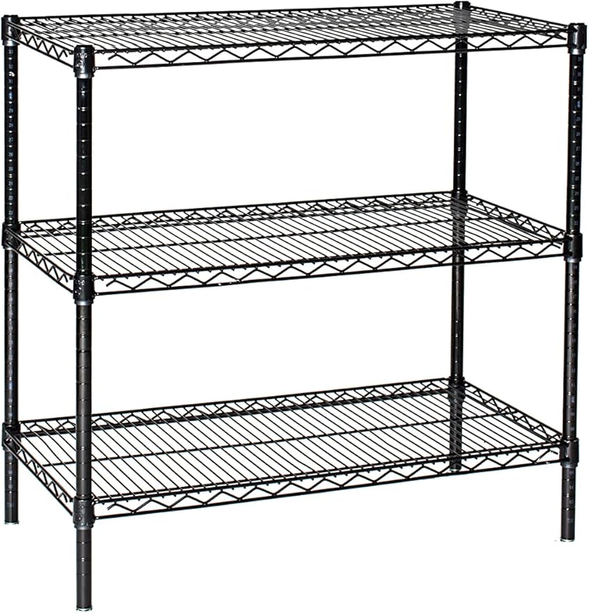 Omega 18" Deep x 18" Wide x 86" High 3 Tier Black Starter Shelving Unit