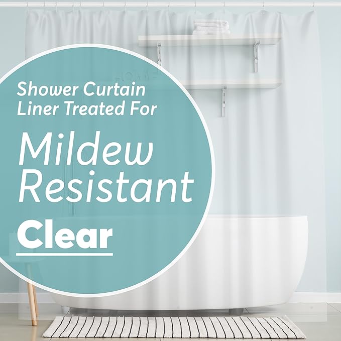 BigFoot Shower Curtain Liner – 72 x 84 PEVA Premium Shower Curtain with Rustproof Metal Grommet and 3 Magnetic Weights – Odor Free and Compatible with Standard Showers, Clear