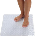 ENKOSI Square Shower Mat – 21 x 21 Inch Non-Slip Bathroom Shower Stall Mat with Suction Cups and Drain Holes – Anti-Slip Shower Mats for Inside Shower - Square Bathmat (21x21 Clear)