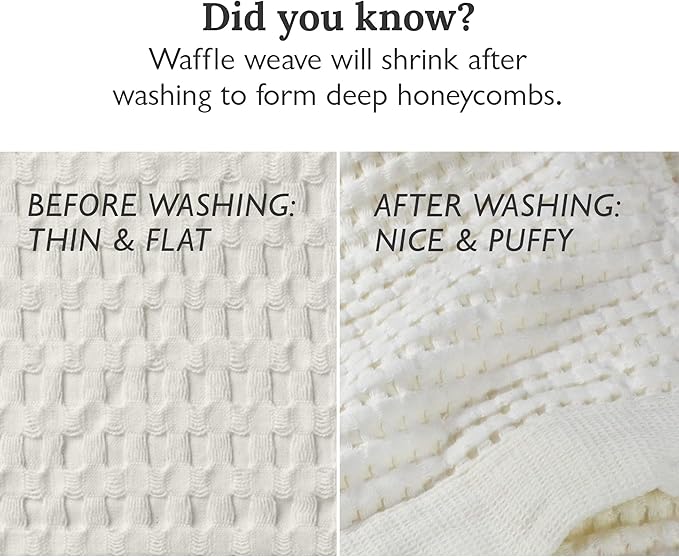 GILDEN TREE Waffle Towels for Bathroom Luxury 100% Cotton Bath Towels, Quick Dry Towel, Thin Super Absorbent Lint Free Shower Towels, Bath Towels Set of 2, Modern Style (Cream)