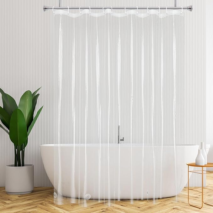 AooHome Thin Clear Shower Curtain Liner, Premium Light Weight EVA 4G Plastic Bathroom Shower Liner with Rustproof Metal Grommets and Bottom Magnets, 54x72 inch (No Hooks)
