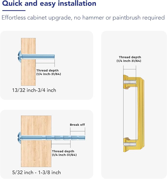Ravinte Hardware 15 Pack Brushed Brass Cabinet Pulls, 3 Inch (76mm) Hole Center Zinc Alloy Drawer Handles for Kitchen Cabinets, Cupboards, Dressers, Square Solid Metal Hardware