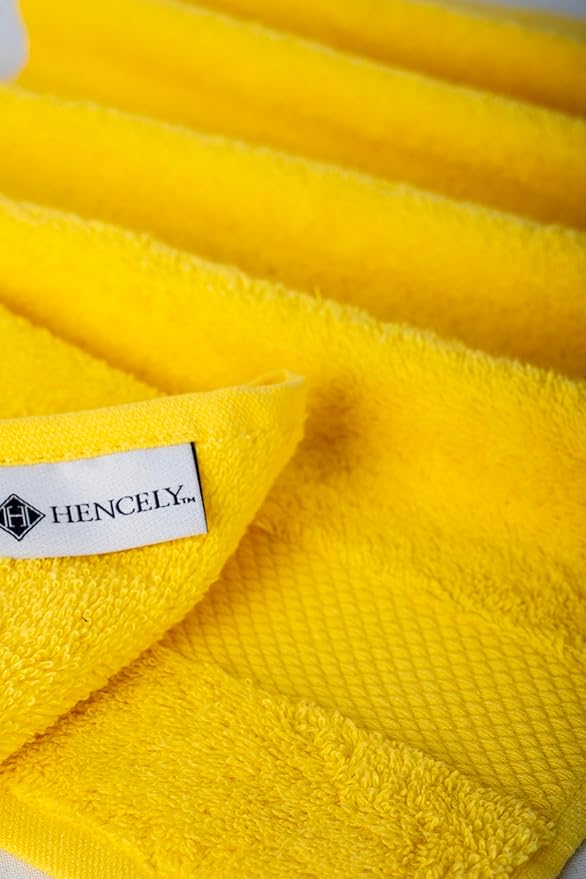 Hencely Luxury Hand Towel - Set of 2 (16x28 Inches) - Soft Turkish Cotton, Absorbent, Quick-Drying Face, Body, Kitchen, and Bathroom Towel (Hand Towels 2 Pack, Yellow)