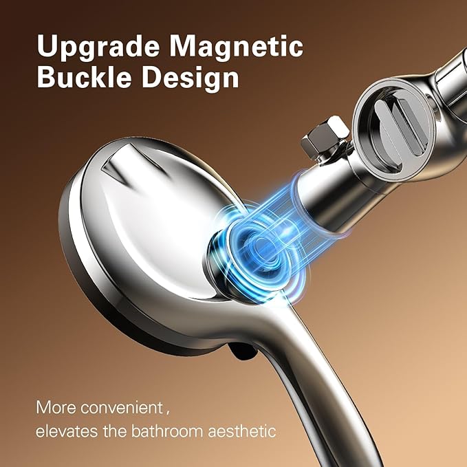 Denkee Filtered Shower Head High Pressure, 12 Inch Rain Shower Heads with Handheld Spray Combo, 10 Sprays Detachable Showerhead Built-in Magnetic Docking and Power Jets, Come with Filter Replacement