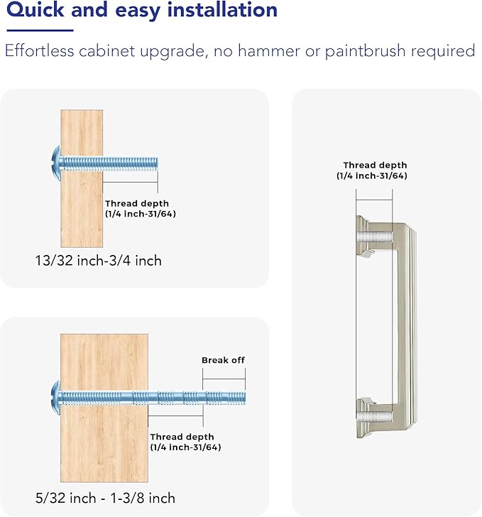 Ravinte Hardware 5 Pack Brushed Nickel Cabinet Pulls, 3 Inch (76mm) Hole Center Zinc Alloy Drawer Handles for Kitchen Cabinets, Cupboards, Dressers, Square Solid Metal Hardware