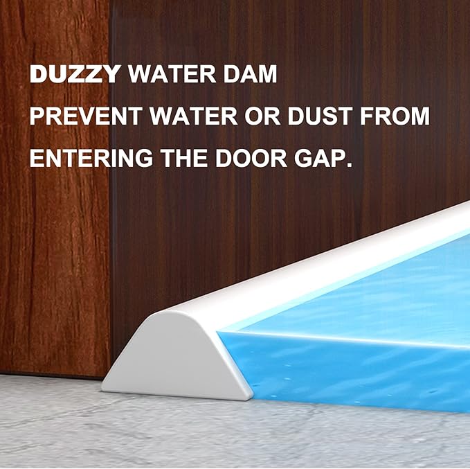 Duzzy 75 Inch Collapsible Shower Water Dam, Shower Threshold Water Stopper Barrier and Retention System and Keeps Water Inside Threshold Dry and Wet Separation, Suitable for Bathroom & Kitchen