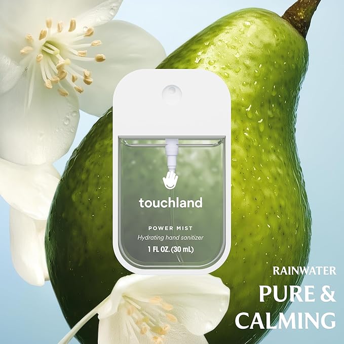 Touchland Hydrating Hand Sanitizer Spray, BLOSSOM 5 Set (Lavender, Vanilla, Rainwater, Peach, Applelicious), 1 FL. OZ. Travel Size Power Mist Sprays (Set of 5)