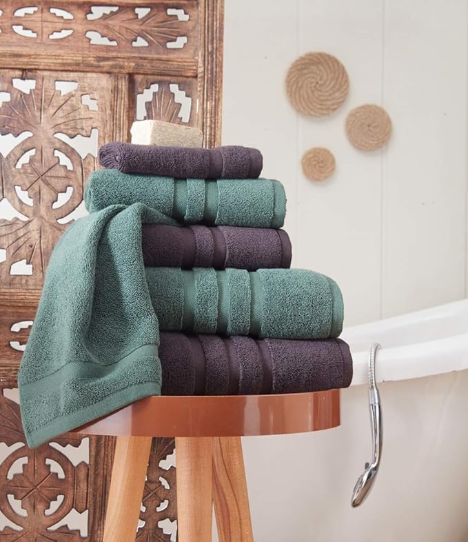 Veteran Textile LLC - 6 Pieces-Turkish Cotton - Luxury Towel Set for Bathroom & Kitchen, 2 Bath Towels, 2 Hand Towels & 2 WashCloths *Valued $79.99* (Dark Chocolate)