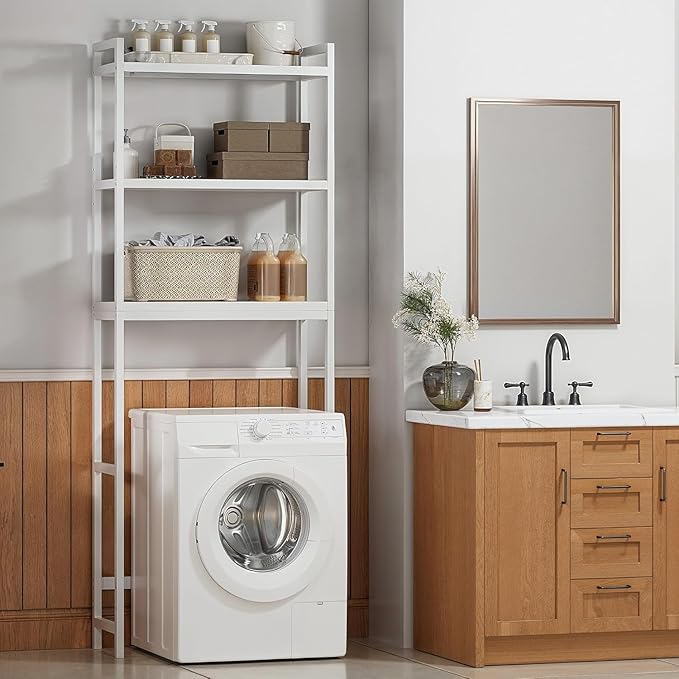 Gizoon 3 Tier Over The Toilet Storage Cabinet, Bamboo Bathroom Over Toilet Storage with Adjustable Shelves，Space-Saving Freestanding Shelves, 10.24"D x 24.8"W x 66.93"H, for Bathroom, Laundry Rooms
