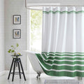 Green and White Striped Shower Curtain 72x78 Inches, Waterproof Fabric with Modern Gradient Lines, 12 Rustproof Grommets & Weighted Hem