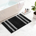 Kmson Bathroom Rugs Mat, 17"x24" Ultra Soft Washable Shaggy Chenille Bath Rugs, Non-Slip Fluffy Thick Water Absorbent Microfiber Mat for Bathtub, Sink and Shower, Black