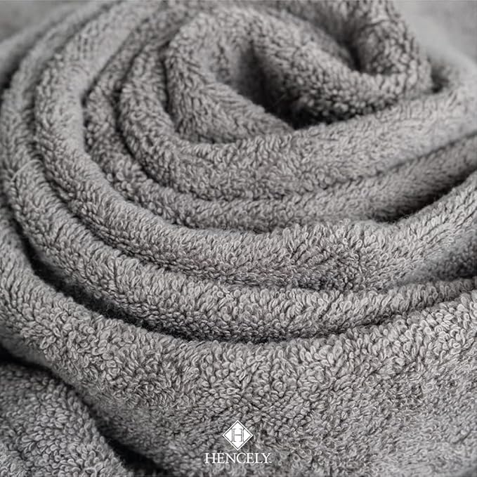 Hencely Luxury Hand Towel - Set of 2 (16x28 Inches) - Soft Turkish Cotton, Absorbent, Quick-Drying Face, Body, Kitchen, and Bathroom Towel (Hand Towels 2 Pack, Gray)
