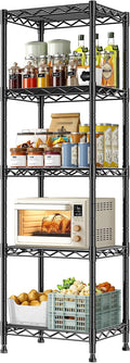 5 Tier Metal Shelving Unit Wire Shelving,Storage Rack for Small Space:Adjustable Storage Shelves Standing Bathroom Shelf and Narrow Small Shelf for Laundry Dorm Kitchen Pantry Closet15.8"w*11.8"D*53"H