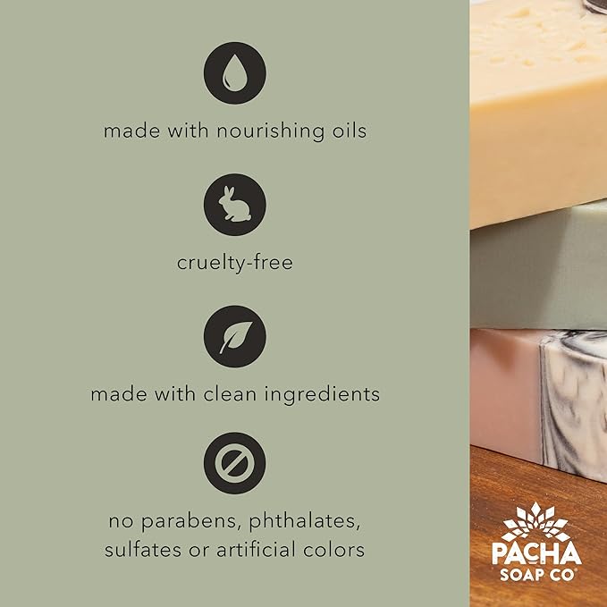 Pacha Soap Co. Bath Bombs - White Blossom & Fig Scent, Handcrafted, Nourishing & Moisturizing Fizzing Bath Frothers with Clean Ingredients, Non-Toxic, Dye and SLS-Free, Made in USA, 3-Pack (5 oz Ea)