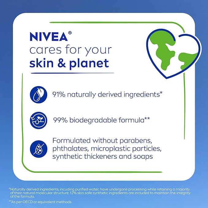 NIVEA Refreshing White Peach and Jasmine Body Wash with Nourishing Serum, Scented Body Wash for Women, Enriched with Provitamin B5 and Vitamin E, 20 Fl Oz Bottle