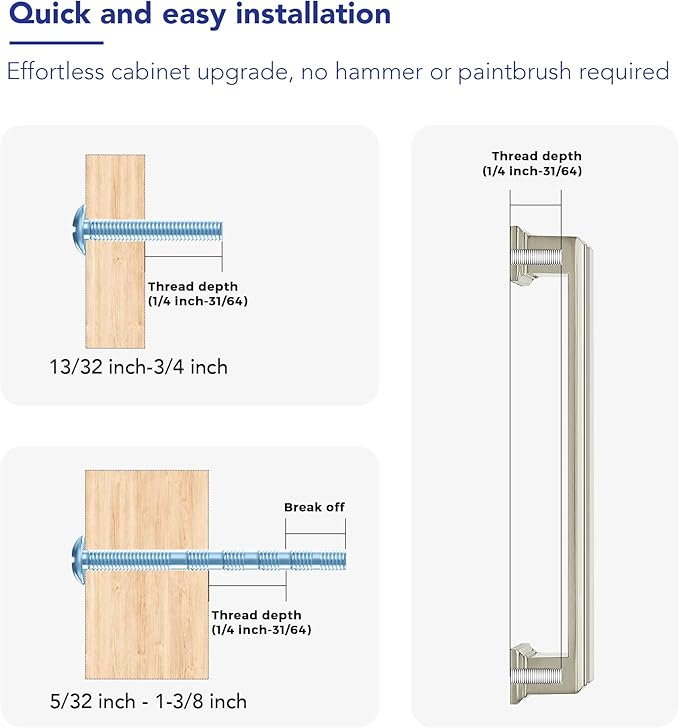 Ravinte Hardware 5 Pack Brushed Nickel Cabinet Pulls, 5 Inch (128mm) Hole Center Zinc Alloy Drawer Handles for Kitchen Cabinets, Cupboards, Dressers, Square Solid Metal Hardware